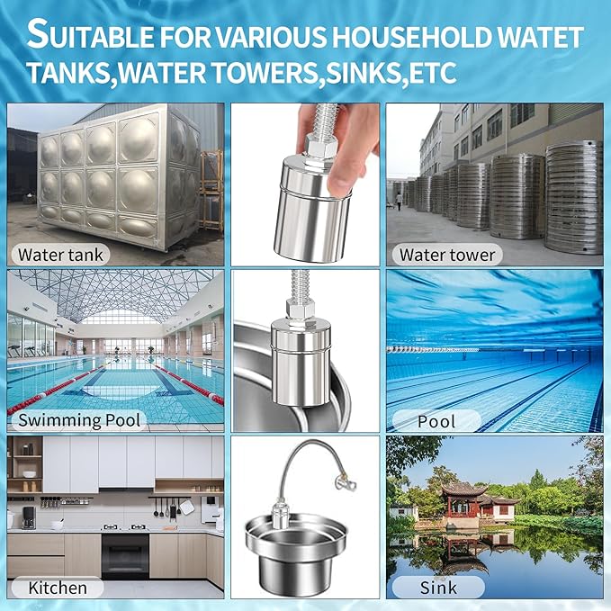 304 Stainless Steel Float Valve,Ball Valve Stainless Steel,1/2 to 3/4 Inch Automatic Water Level Control, Auto Fill Valve for Water Tanks,Livestock Troughs（Top/Side Entry）