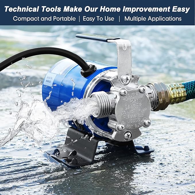 Water Pump, 115V 1/10HP 330GPH Water Transfer Utility Pump, With ON/OFF Switch And Suction Hose Kit.
