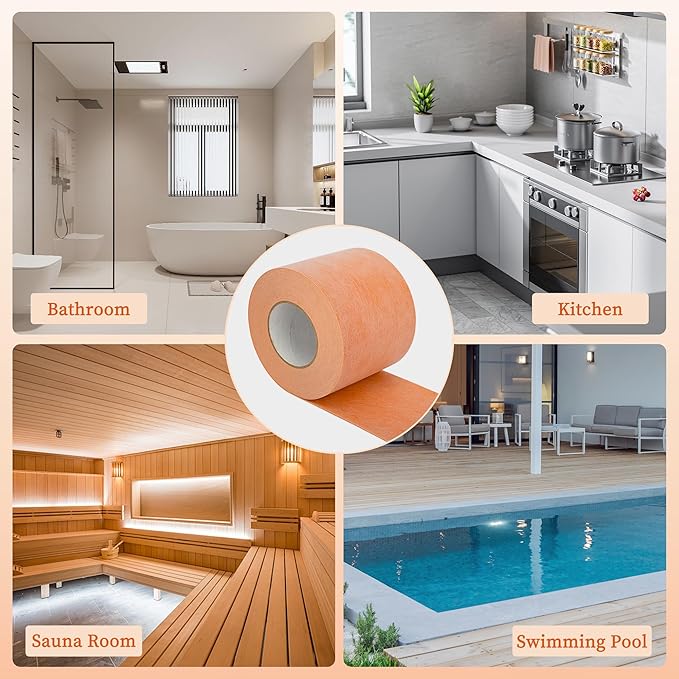Waterproof Membrane for Shower 5 Inch X 100Ft Waterproofing and Uncoupling Membrane 19.7 Mils Thickness Waterproof Underlayment for Shower Tile Flooring