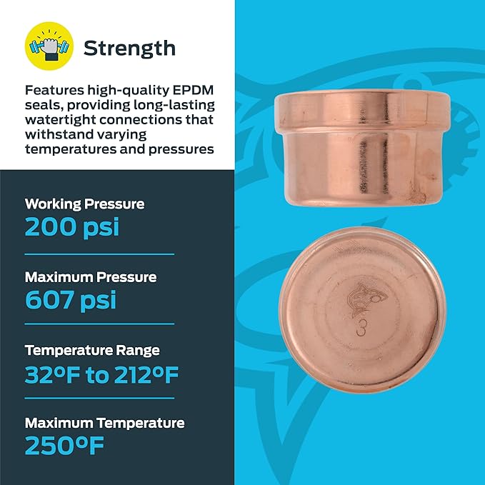 SharkBite 3 Inch End Cap, Copper Press Plumbing Fitting, UPR0479