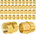 40-PCs HeSun Brass Pipe Fittings Combo, 20-PCs 1" NPT Male + 20-PCs 1" NPT Female Hex Nipple Adapter