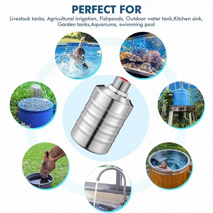 2 Pack Water Float Valve 1/2" to 3/4'' Auto Shut off Water Tank Float Valve 304 Stainless Steel Fully Automatic Level Control for Pool, Livestock Troughs (Classic Style)