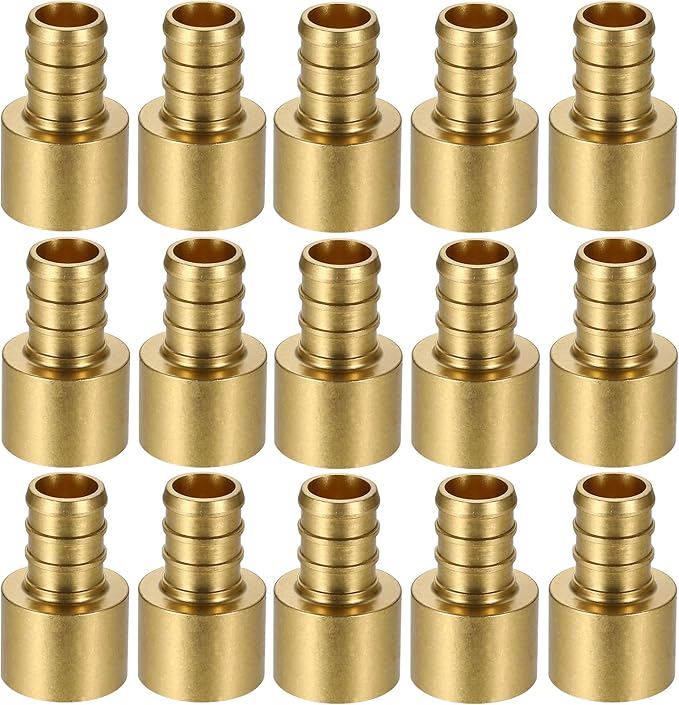 (15 Pack) Lidertik Copper to PEX Fittings 1/2 inch, 1/2" PEX-B F1807 x 1/2" Female Sweat Adapter Brass