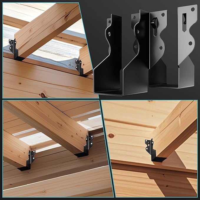 50 Pcs 2x4 Joist Hangers Black, Face Mount Joist Hangers 2x4 Deck, Rafter Brackets/Hanger, Hurricane Ties Brackets for Shed/Barn/Coop/Porch/Fence, Structurally Sound and Aesthetically Pleasing