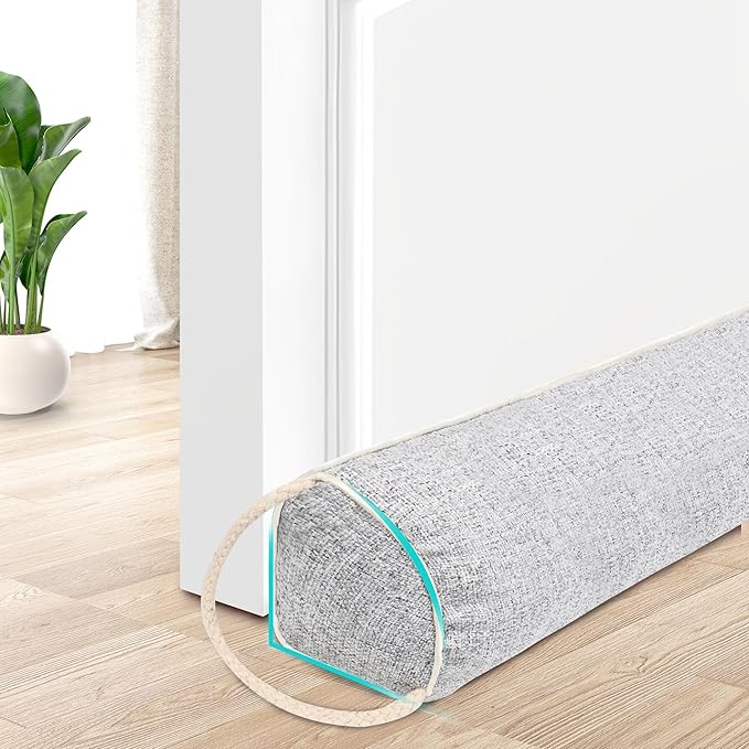 TORRAMI Under Door Draft Stoppers 36 Inch, Heavy Triangle Stop Draft Block Cold Air/Wind/Breeze Noise Blocker Door Sweeps Weather Stripping Bottom Seal Light Gray