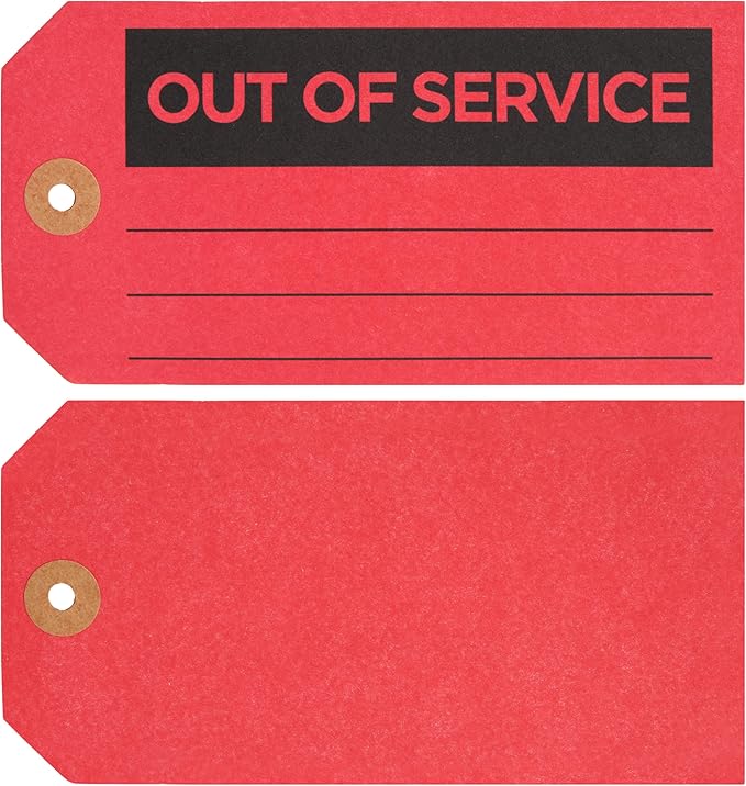 Stockroom Plus Red Tags with String - 5.75 x 3 in, 100 Pack - Red Equipment Repair & Inspection & Safety & Not in Use Tags