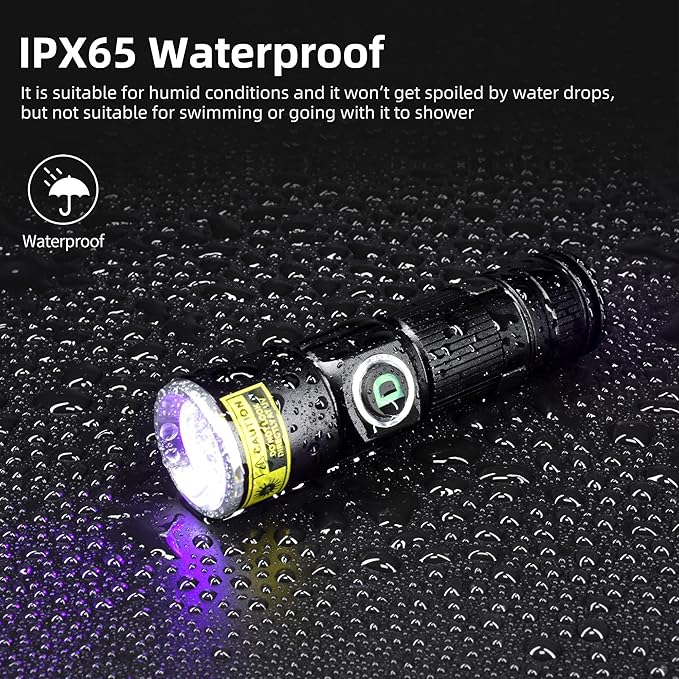 DARKDAWN UV 395nm Lights Flashlights USB Rechargeable Ultraviolet LED Blacklight Mini Wood’s Lamp Portable Blacklight for cat Urine Detection Dry Stains, Uranium Glass, Leak Detection, 395 nm 2 Pack