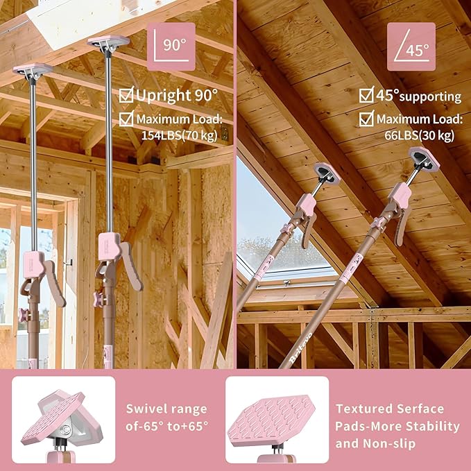 4PK Adjustable Telescopic Support Pole - Cabinet Jack, Heavy Duty Third Hand Support System, Support Road, Drywall Lift, Dust Barrier & Cargo Bar, 54-115", Holds 154lbs