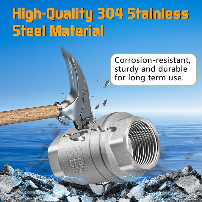Boltigen 1/2 Inch NPT Thread Stainless Steel Spring Check Valve, Non Return One Way Horizontal Check Valve, Vertical Inline Water Check Valves for Well, Pump, Tank, Backflow Prevention
