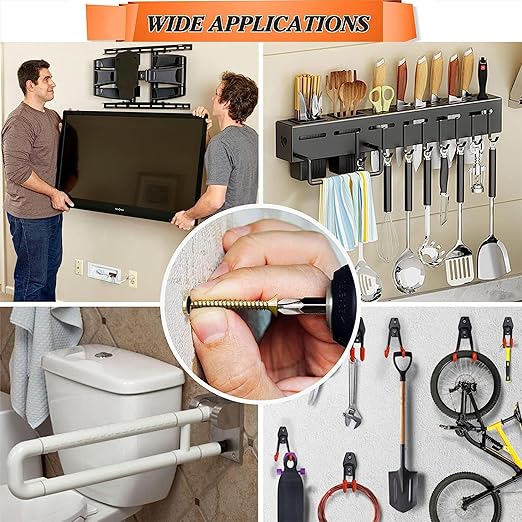 130pcs Tree Shaped Steel Wall Anchor with Screws for Hollow Wall, Concrete Wall, Plaster Wall and Wooden Wall，3 Sizes (5x30mm、 6x32mm、 8x38mm)