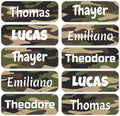 KYTRA Personalized Name Labels for Kids 120 Stickers for Daycare & School Supplies, Clothes, Toys, Lunchboxes and More - Waterproof, Laundry, Dishwasher & Microwave Safe, Made in USA (Woodland Camo)