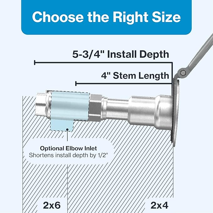 Aquor House Hydrant V1+ Frost Free Outdoor Faucet, Anti Siphon Valve with Quick Connect, Frost Proof Flush Wall Hose Bib, 4 inch Stem, 5-3/4 inch Install Depth, Slate Gray