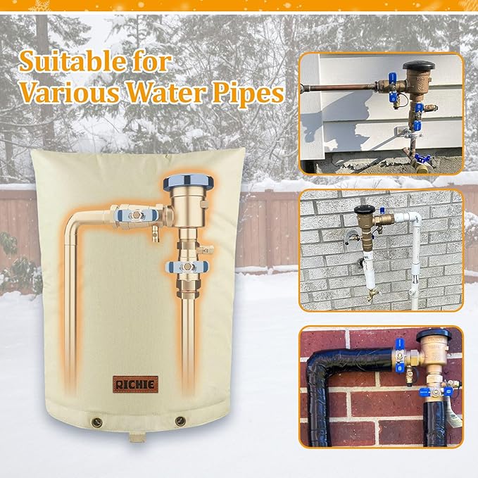 Backflow Preventer Cover (5°F) Heavy-Duty 5-Layer Insulated Enclosure, Freeze & All-Weather Protection for Outdoor Pipe, Irrigation Sprinkler Valve, Well Water Pump & PVB, 18" Wx34 H Beige