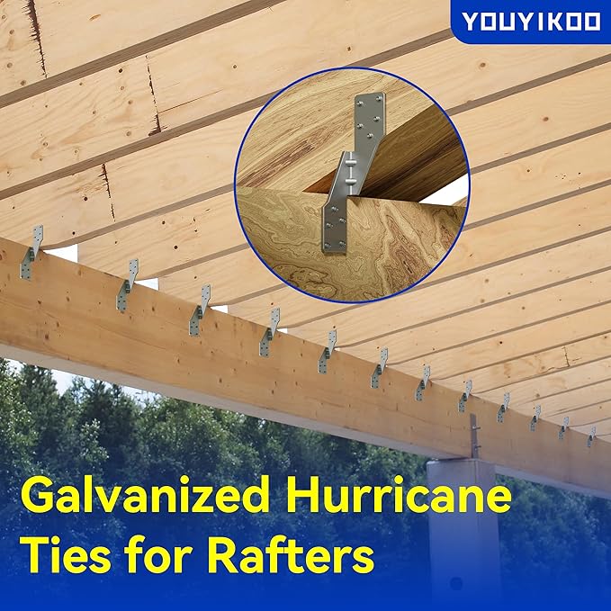 25 Pack Hurricane Ties for Rafters,Hurricane Straps Brackets with Strong Galvanized Powder-Coated,Trusses/Rafters Tie,Hurricane Clips for Rafter,Rafter Hangers
