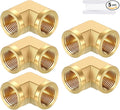 Pack of 5, 90 ° 3/8" NPT FeMale to 3/8" NPT FeMale Solid Brass Barstock Street Elbow, Forged Pipe Fitting for Pipe Leak Repair, Bathroom Remodeling, Tool Extension, Compression