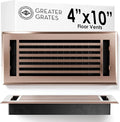 Floor Register 4x10 Vent Cover – Heavy-Duty Steel, Rustproof & Walkable Grates, Easy Drop-in Install, Adjustable Air Supply Switch - Decorative Straight Line Design, Satin Bronze