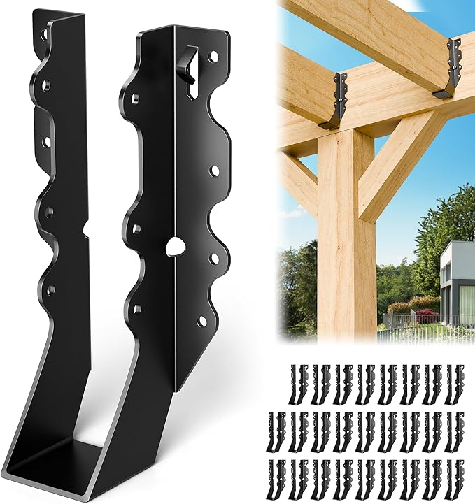 25 Pcs Black 2x8 Joist Hanger,LU28 18 Gauge Double Shear Face Mount Joist Hanger,Hurricane Ties for Rafters Tie Brackets Great for Floor Deck and Ceiling Joists