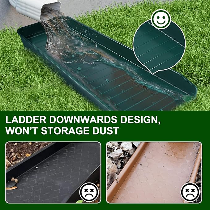 4 Pack Gutter Downspout Extensions,Rain Gutter Downspout Splash Block,Downspout Diverter,Down Spout Drain Extension,Gutter Splash Prevention Device for Cement Floor Lawn Ground (Green)