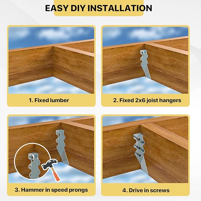 50 pcs 2x6 Joist Hanger,LU26 20 Gauge Double Shear Face Mount Joist Hanger,Hurricane Ties for Rafters Tie Brackets Great for Floor Deck and Ceiling Joists