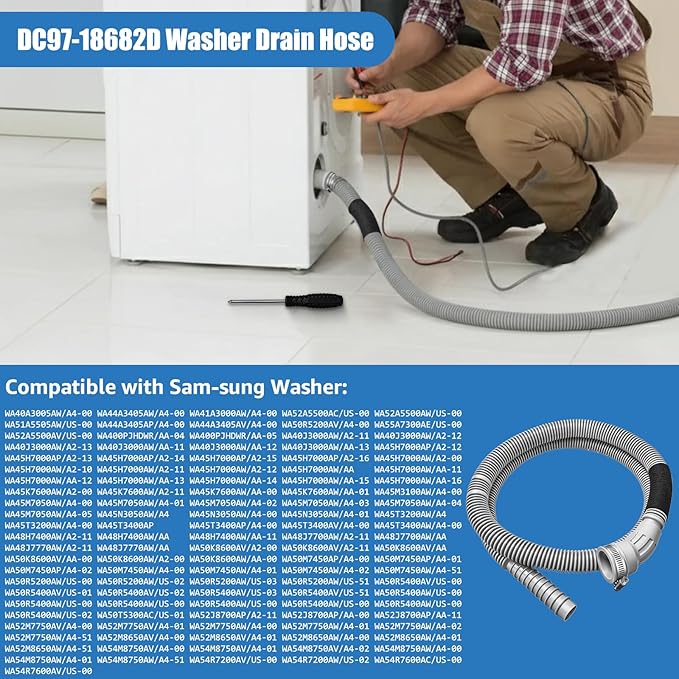 DC97-18682D Washer Drain Hose Assembly for Samsung Washer Drain Tube Replacement Compatible with DC97-18682B DC97-18682C DC97-18682E