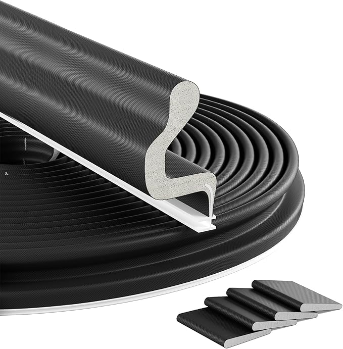 60FT Kerf Weather Stripping Door Seal Sound Proof Weather Strips Seal Strip for Front Door Frame Soundproofing Exterior Door Insulation Gasket (with 4 Door Corner Seals)