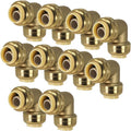 [10-Pack] PROCURU 3/4" Pushfit 90-Degree Elbow, Push-to-Connect Brass Plumbing Fitting for Copper, PEX, CPVC, PE-RT Pipes (8X2014-10P)