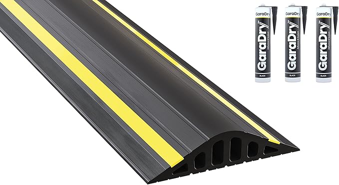 1 ½" High Garage Door Flood Barrier Threshold Kit (16'3") | Flexible PVC | Complete Kit Includes 3 Adhesives | GaraDry