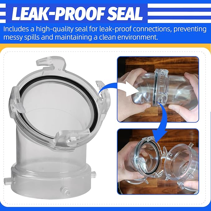45° Clearview RV Sewer Hose Adapter with 3" Bay Lug - Durable, Leak-Proof Connection