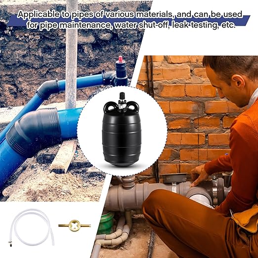 3 Inch Inflatable Pipe Plug Sewer Test Plug with 39.37 Extension Hose Rubber Plumbing Test Balloon for Sewage Pipeline Inspection