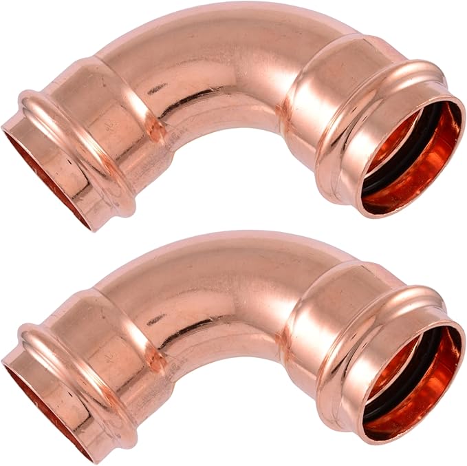 SharkBite 1-1/2 x 1-1/2 Inch 90 Degree Elbow, Copper Press Plumbing Fitting, Pack of 2, UPR0241X2
