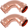 SharkBite 1-1/2 x 1-1/2 Inch 90 Degree Elbow, Copper Press Plumbing Fitting, Pack of 2, UPR0241X2