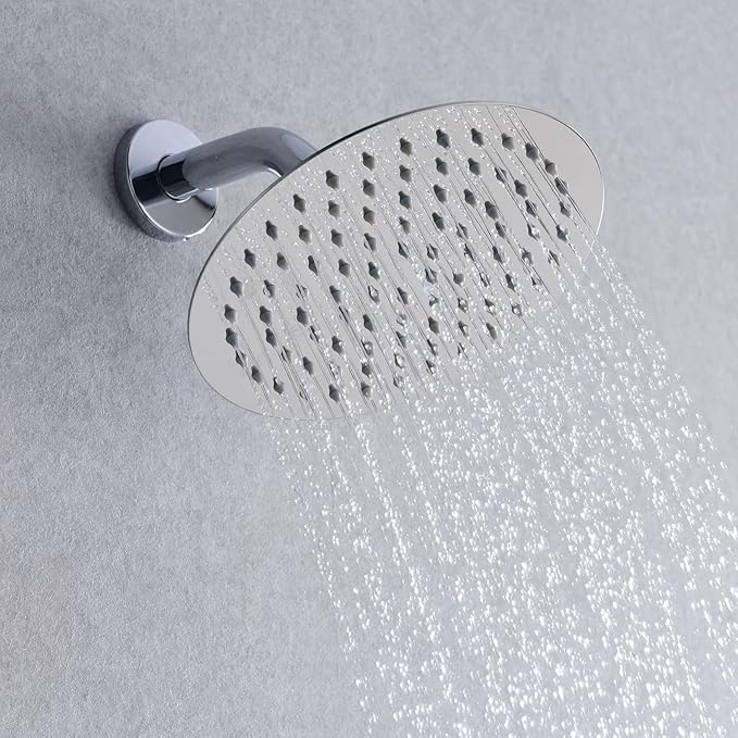 sumerain Tub and Shower Faucet with Valve, Shower Tub Kit with Pressure Balance Valve, 8 Inch Rain Shower Head and Waterfall Spout Chrome Finish