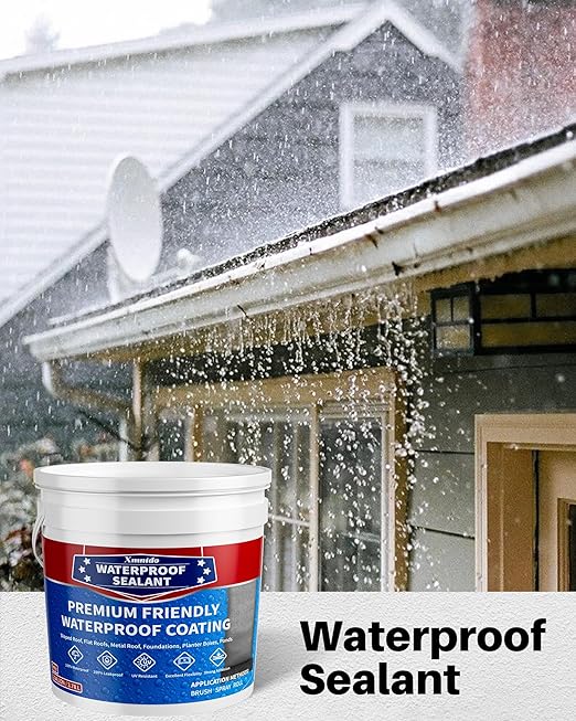Polyurethane Waterproof Coating, 1 Gallon, Light Grey, Flexible Roof Sealant Waterproof, Indoor & Outdoor Multi-Surface Water Proof Sealant for Concrete, Walls, Metal Roofs Crack & Leak Repair