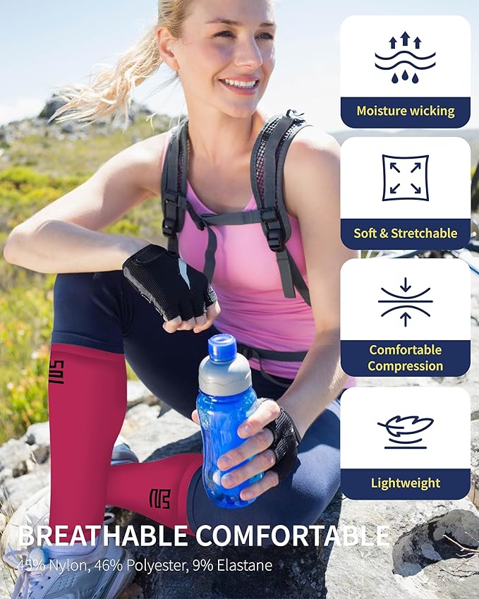Calf Compression Sleeves - Leg Sleeves for Men and Women - Shin Splint Relief Support Brace Running Flights