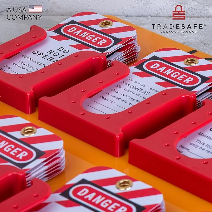 TRADESAFE Lockout Tagout Tags Station, 150 Danger Do Not Operate Tags Included, Wall-Mountable Loto Tags Board, 10 Impact-Resistant Holders, Acrylic Lockout Tagout Board