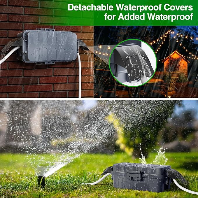 Flemoon 2-Piece Outdoor Waterproof Electrical Box Set – 12.5" x 8.5" x 5" Large & 8.1" x 4.9" x 3.1" Small Weatherproof Electrical Boxes for Power Strips, Outlets, Holiday String Lights, Gray
