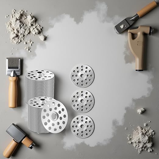 100Pcs Silver 1 inch Plaster Washers Zinc Metal Washer, Plaster Repair Washers Profile Washer for Wall, Ceiling, and Drywall Repair，Washers，Drywall Repair Clips