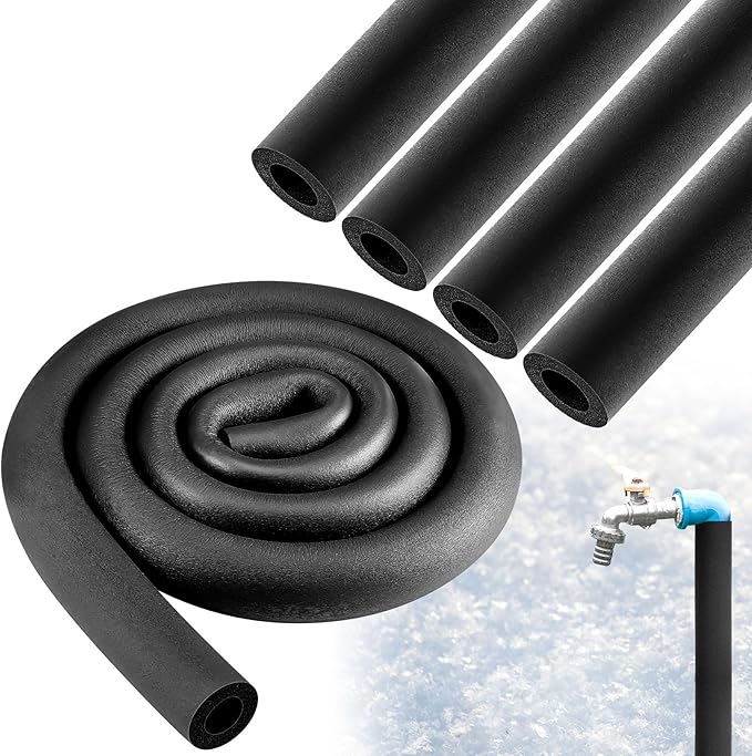 Pangda 4 Pcs 6 ft Pipe Insulation Foam Tube 1 Inch ID Foam Tubing Black Cover Heat Preservation for Outdoor Water Pipe Insulation, AC Unit, Guitar Stands, Exercise Machine Handle and Roof Rack