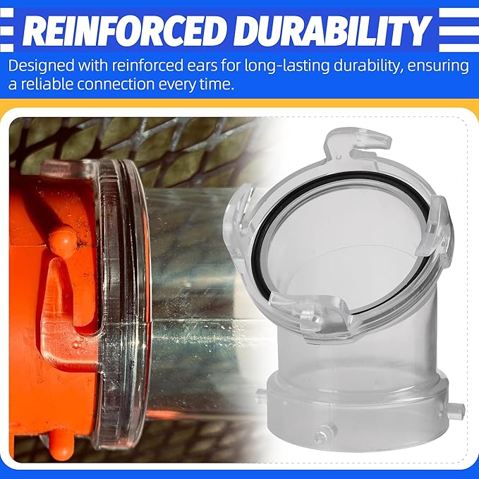 45° Clearview RV Sewer Hose Adapter with 3" Bay Lug - Durable, Leak-Proof Connection