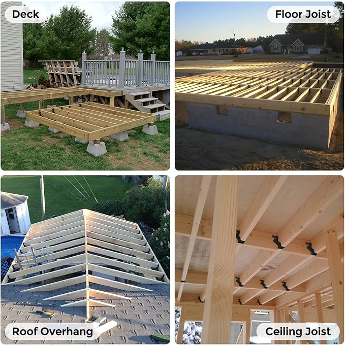 20Pcs Black 2x4 Joist Hangers for Wood,18 Gauge Metal Face Mount Joist Hanger,Lu24 Joist Hangers Powder Coating,Hurricane Ties for Rafter,Rafter Brackets 2x4 for Deck,Floor,Roof Overhang,Ceiling Joist