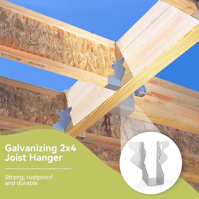 20 pcs 2x4 Joist Hanger,LU24 20 Gauge Galvanizing Face Mount Joist Hangers for Wood,Hurricane Tie for Rafter Fits Truss Connectors,Rafter Hangers 2x4 Great for Floor Deck and Ceiling Joists