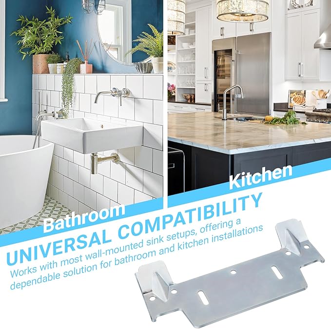 382430-1120A Steel Hanging Bracket for Wall-Mounted Sink,Heavy Duty Metal Wall Mount Sink Bracket with Multiple Holes to Catch Studs or BackerBoard