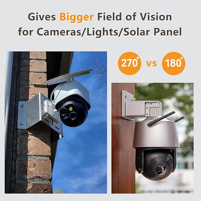 2 Pack Corner Mount for Security Camera Stainless Steel Mounting Corner Bracket Gives Bigger Field of Vision for Cameras Wall Mount Corner Fits for CCTV Camera, LED Wall, Stage Lights, Solar Panel