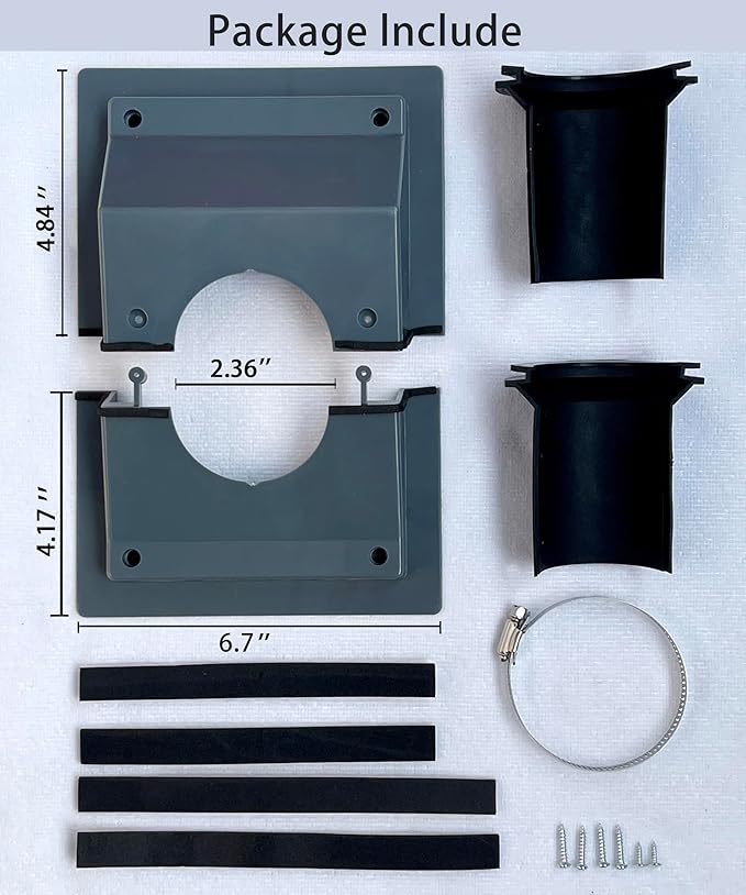 HVAC Wall Penetration & Line-Set Cover Kit, Split AC Line-Set Wall Cover Kit with A Soft Gasket, HVAC Walls Penetration Cover for Indoor & Outdoor Air Conditioner (Gray, Large) Aperture 2.36 inches