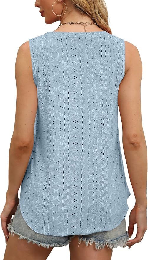 OFEEFAN Womens Tank Tops V Neck Sleeveless Flowy Loose Fit Basic Casual Summer Tops