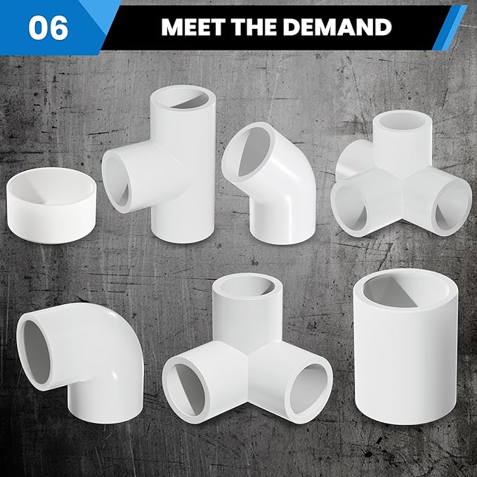 1-1/2" PVC Pipe End Cap Fitting (Compatible with 1.9" OD), 10 Pcs End Caps, Schedule 40 Furniture Grade Pipe Plug for Building PVC Furniture DIY Garden Shelf
