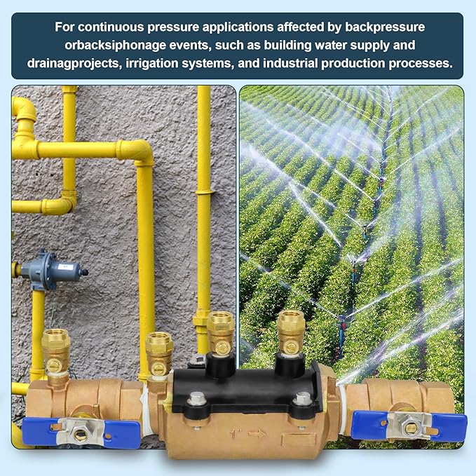 1-350 1" Double Check Backflow Preventer, Prevent Backpressure and Backsiphonage,Complete Double Check Valve Assembly.