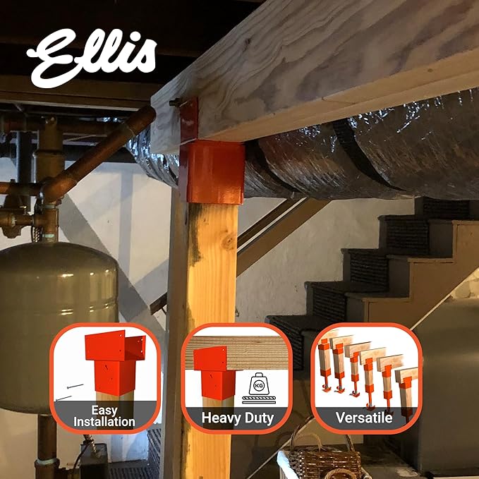 Ellis Manufacturing Company - Double 2x6 Joist Holder for 6x6 Post - Secure in Crawl Space - Metal Support, Wall Mount Bracket for Construction & Stability Applications