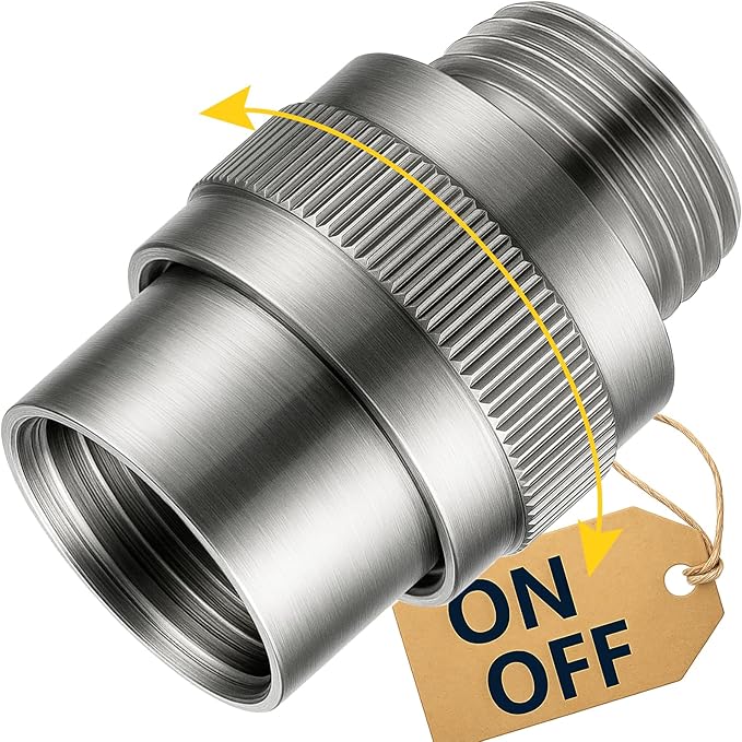 G-Promise All Metal Shower Head Shut Off Valve, G1/2" Shower Flow Control Valve for Handheld or Bidet Sprayer (Brushed Nickel)