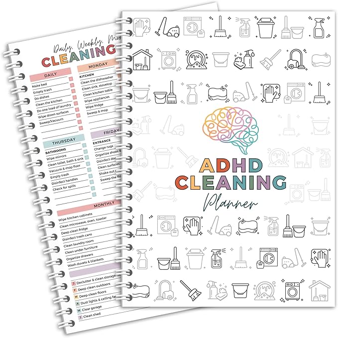 ADHD Cleaning Planner, ADHD Cleaning and Organizing Planner for Adults Women Mom, Household Cleaning Schedule and Checklist, Daily Weekly Monthly Chore Chart Notebook for Family Editable 5.8 x 8.3"